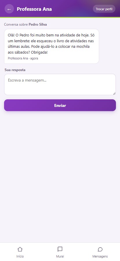Conversa com a professora, com campo para responder